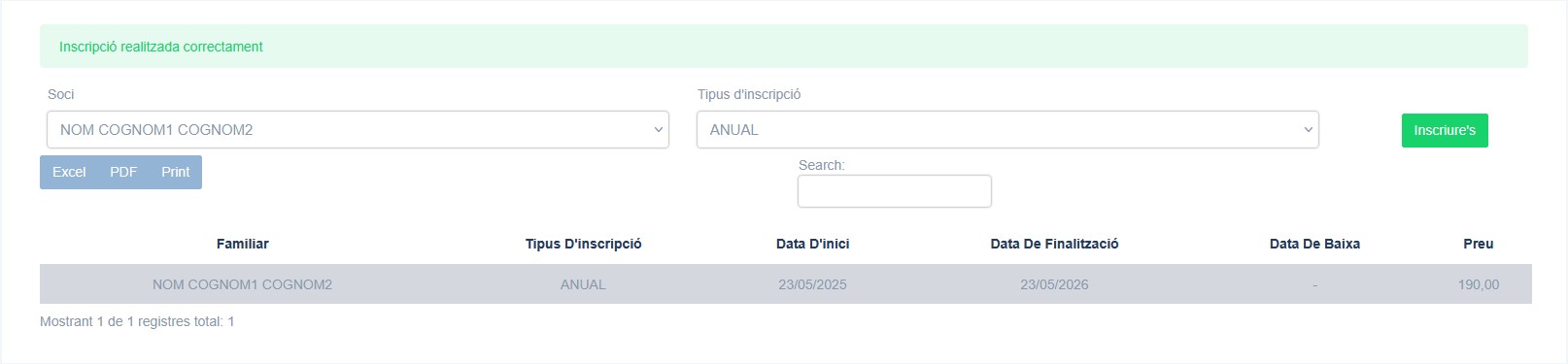 Confirmació d'inscripció